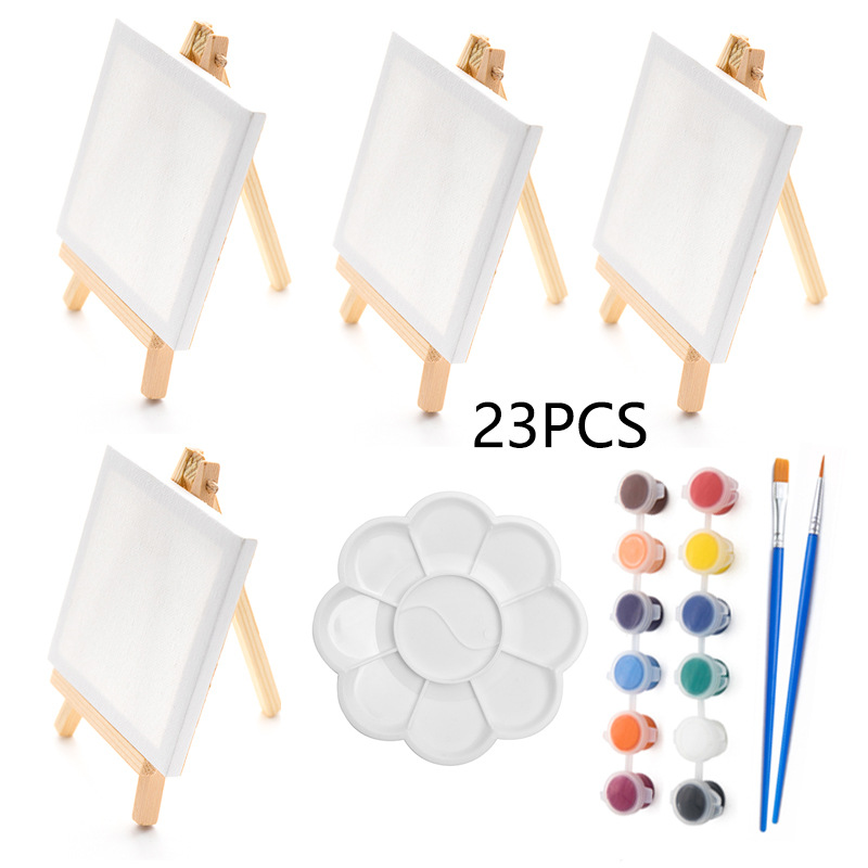 Kids Art Easel - 23-delige mini-ezel tekentafelset houten statief acryl