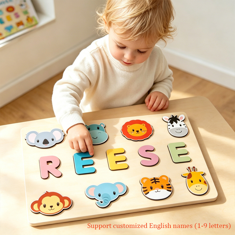 Kids Toys Names - Montessori gepersonaliseerde houten puzzel aangepaste babynaam