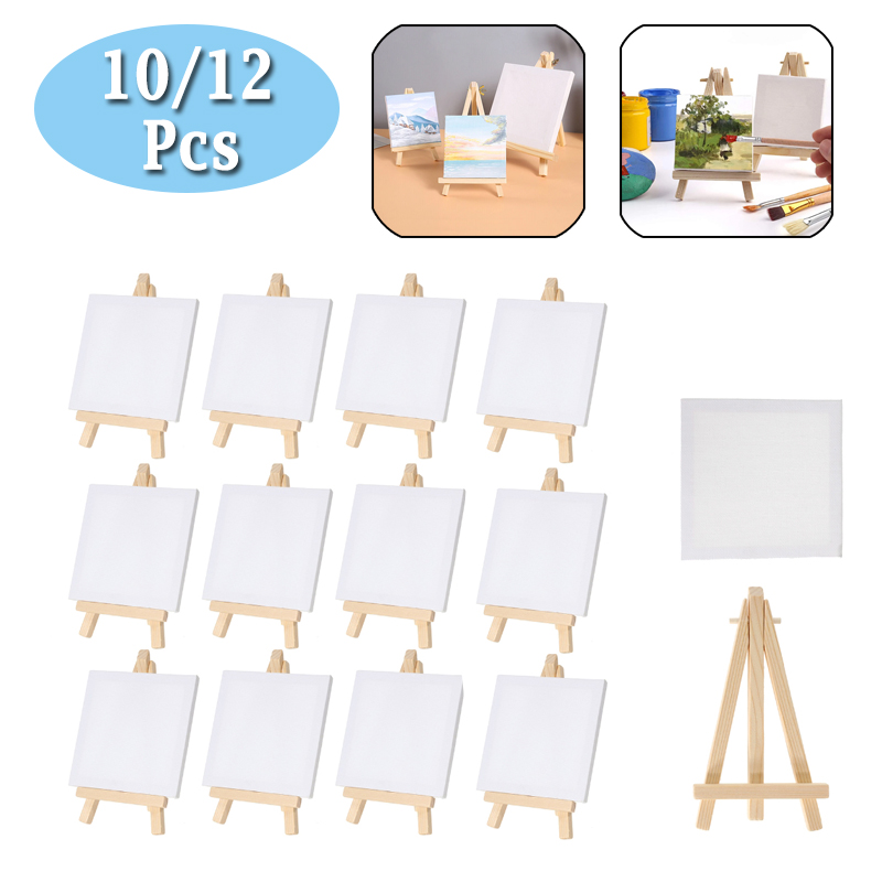 Kids Art Easel - 10/12 stuks mini canvas en schildersezel