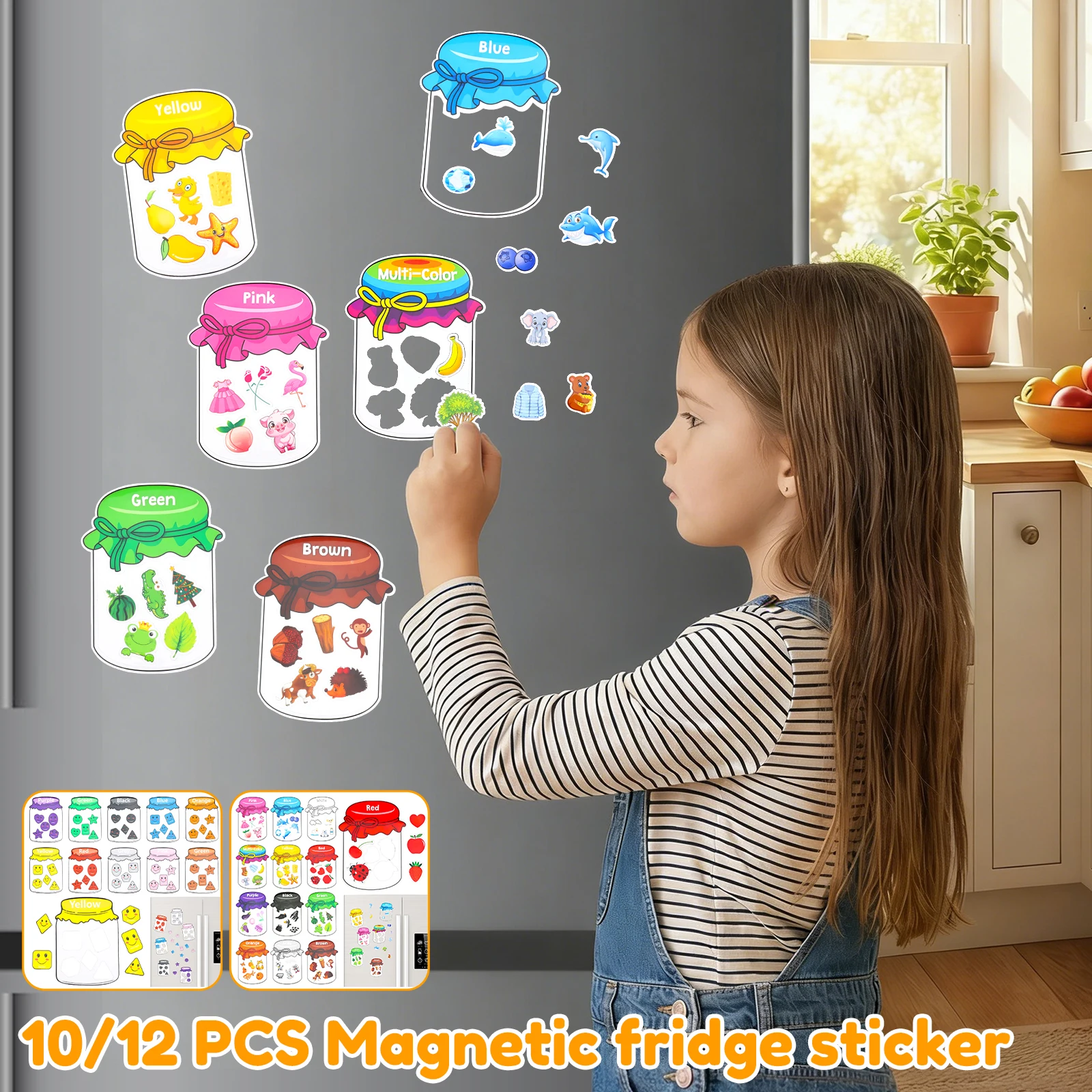 Kids Toys 2 Year Old - 12/10 stuks kleursorteermagneten voor de koelkast,