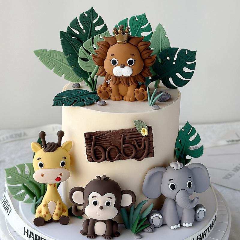 Kids Toys Elephant - Jungle Safari Dierenpop Taart Decor Leeuw