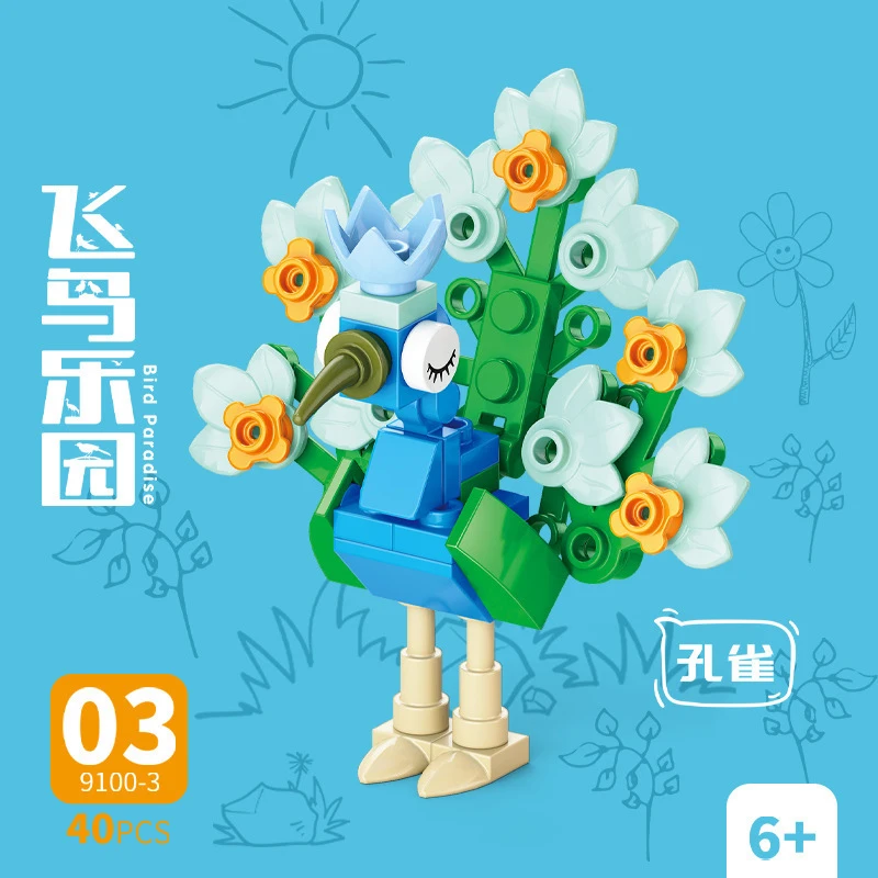 Kids Toys Animal - Bricks Animal Bird Paradise Crow Papegaai