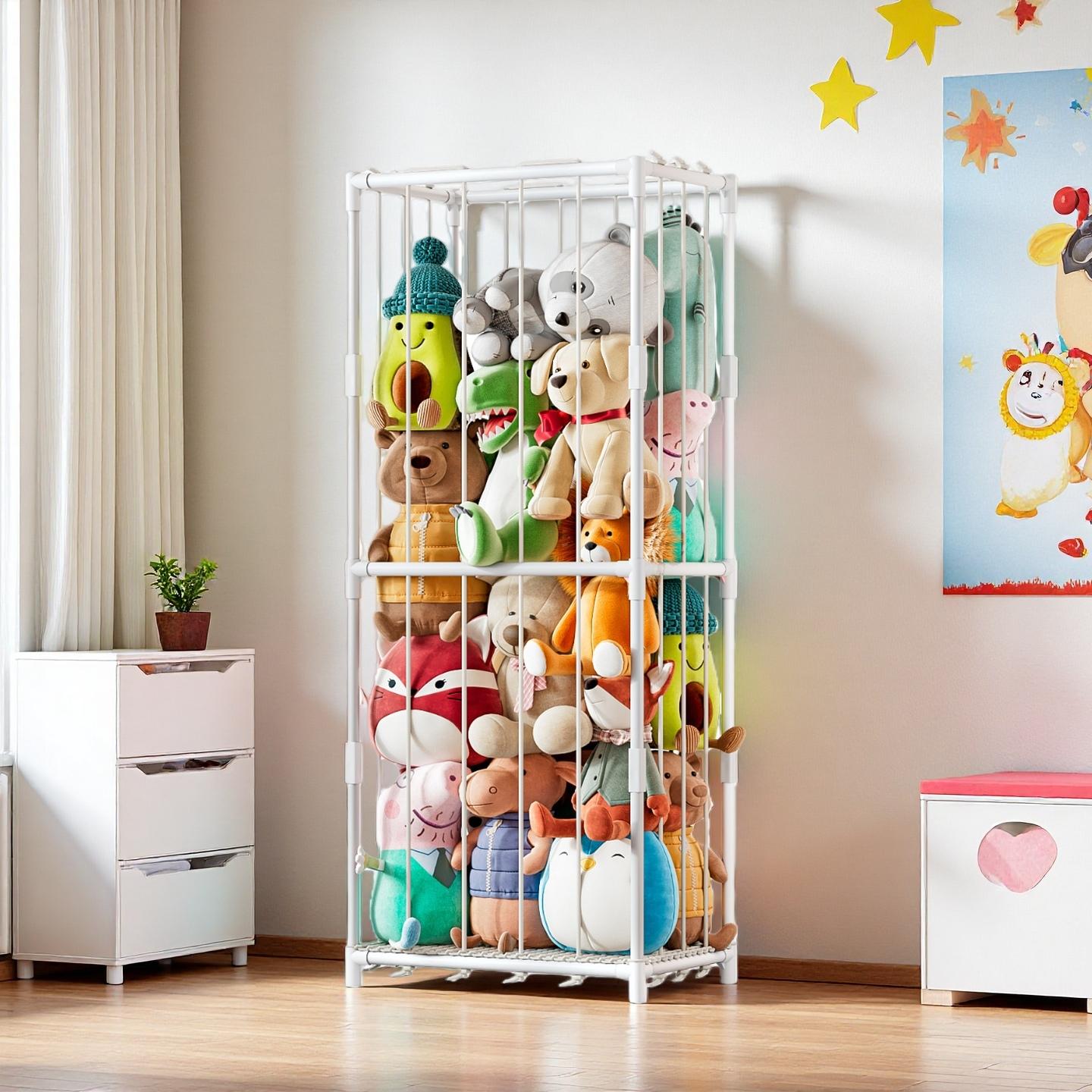 Kids Toys Animal - Verticale opbergorganizer voor knuffels, dierentuin-thema, pluche