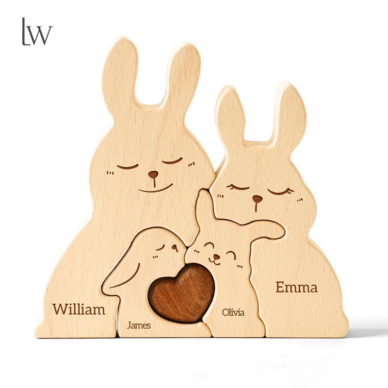 Houten konijnenfamilie puzzels - Kids Toys Names recensie en prijs