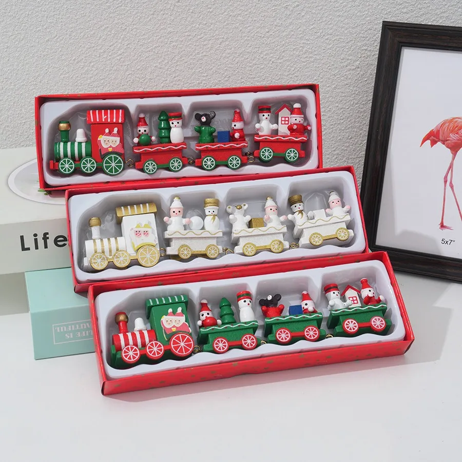 Kersttrein Geschilderd Houten  - Top Kids Xmas Toys recensie en prijs