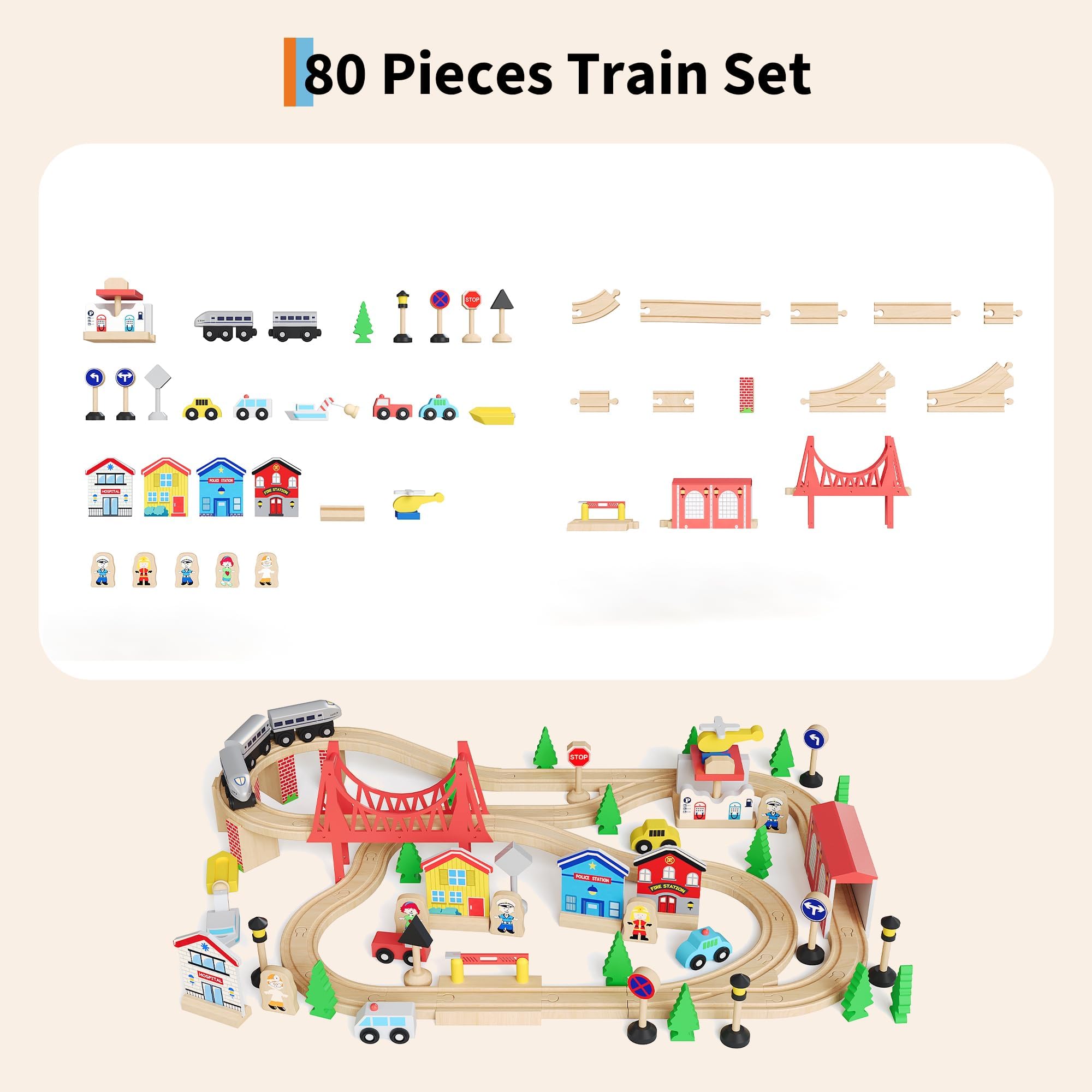78-delige 4-in-1 houten treint - Kids Art Easel recensie en prijs